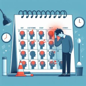 Cluster-Kopfschmerz Kalender mit markierten Tagen